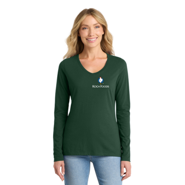 Port & Co™ Women's Long Sleeve Fan Favorite™ V-Neck Tee - Image 9