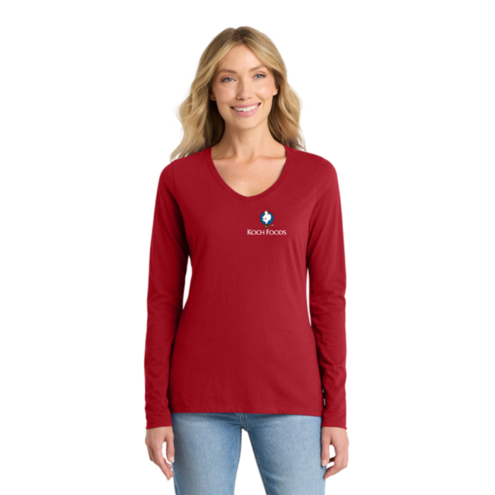 Port & Co™ Women's Long Sleeve Fan Favorite™ V-Neck Tee - Image 6